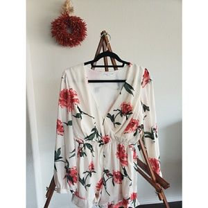 Floral long sleeve romper